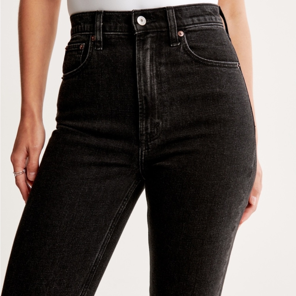 Abercrombie & Fitch The Ankle Straight Ultra High Rise Black Denim Jeans